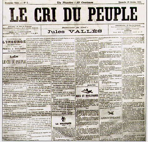 Une ancienne du journal Le Cri du Peuple, datée du 28 octobre 1883.